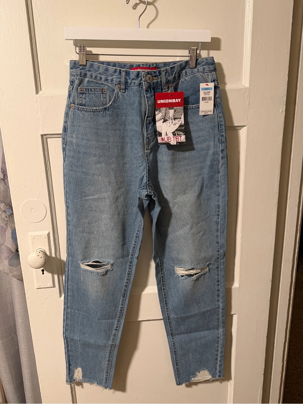 NWT UNIONBAY Juniors Blue Crush Distressed Straight Leg Jeans Size 5 Y2K 90s